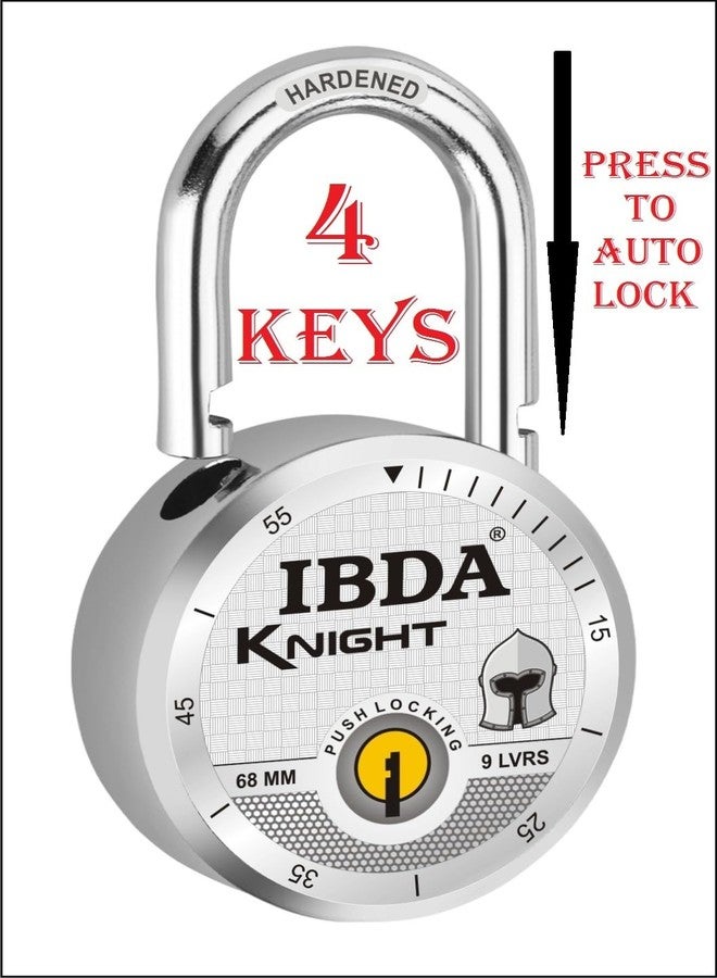 IBDA Lock with 4 Keys | Lock with Multiple Keys | Lock and Keys | Push/auto Lock | High Security Steel Body | Lock for Home, Shutter, gate, Door, Shop, School, Flat, Warehouse (Bright Chrome Plated) - Image 2